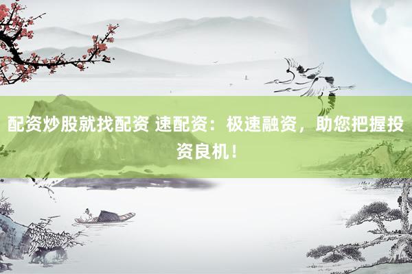 配资炒股就找配资 速配资：极速融资，助您把握投资良机！