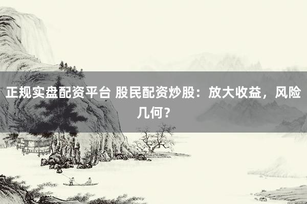 正规实盘配资平台 股民配资炒股：放大收益，风险几何？