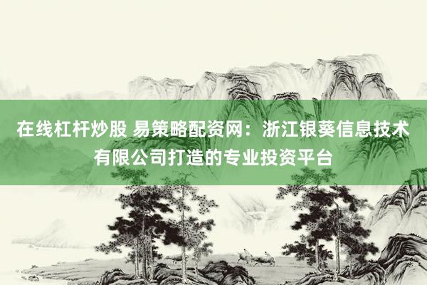 在线杠杆炒股 易策略配资网：浙江银葵信息技术有限公司打造的专业投资平台