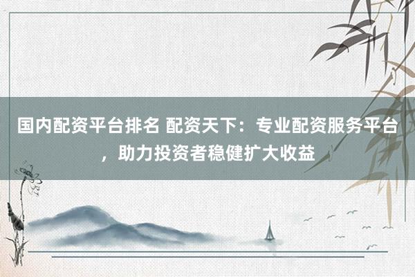 国内配资平台排名 配资天下：专业配资服务平台，助力投资者稳健扩大收益