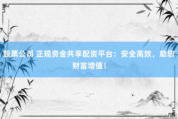 股票公司 正规资金共享配资平台：安全高效，助您财富增值！