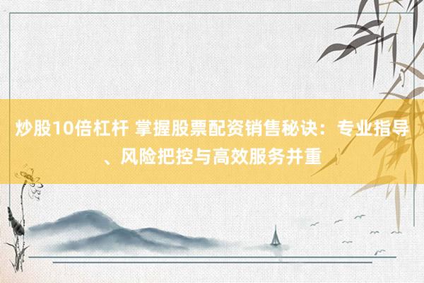 炒股10倍杠杆 掌握股票配资销售秘诀：专业指导、风险把控与高效服务并重