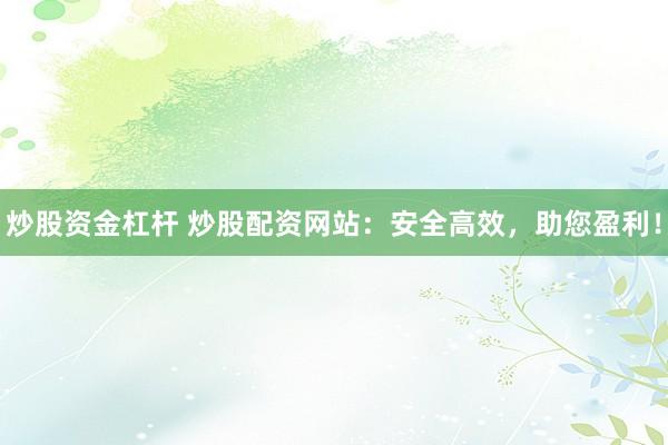 炒股资金杠杆 炒股配资网站：安全高效，助您盈利！