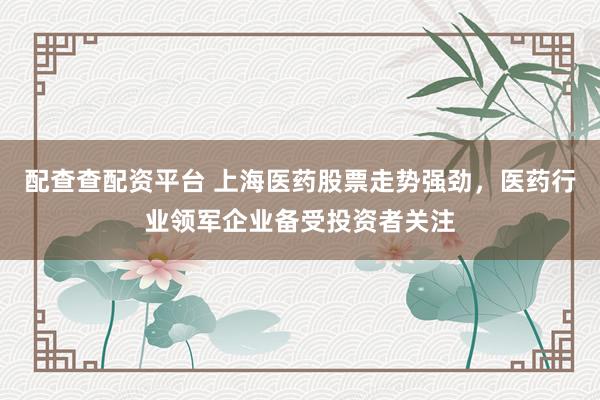 配查查配资平台 上海医药股票走势强劲,医药行业领军企业备受投资者关注