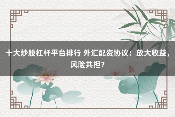十大炒股杠杆平台排行 外汇配资协议：放大收益，风险共担？