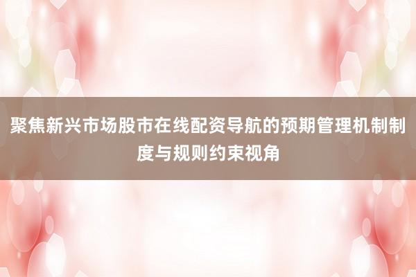 聚焦新兴市场股市在线配资导航的预期管理机制制度与规则约束视角