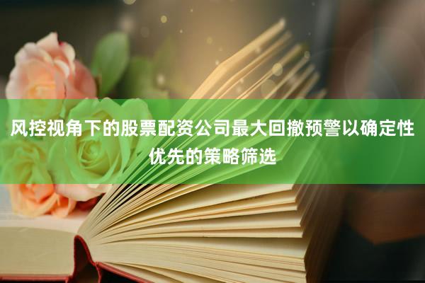 风控视角下的股票配资公司最大回撤预警以确定性优先的策略筛选
