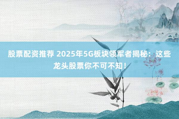 股票配资推荐 2025年5G板块领军者揭秘：这些龙头股票你不可不知！