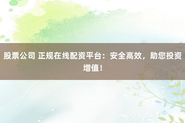股票公司 正规在线配资平台：安全高效，助您投资增值！