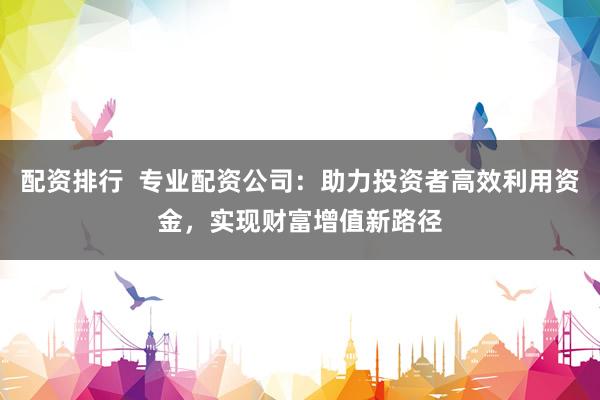 配资排行  专业配资公司：助力投资者高效利用资金，实现财富增值新路径